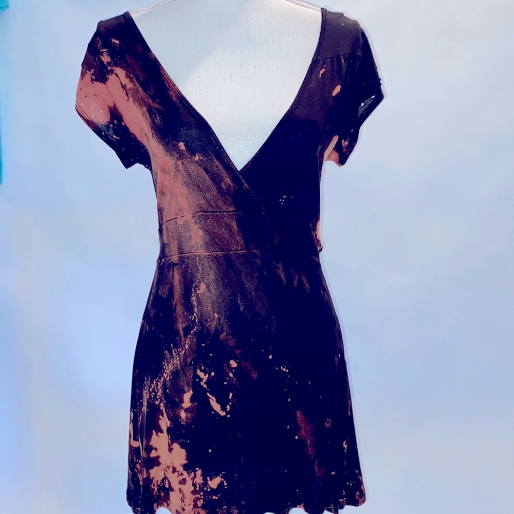 Dark tie-dye cotton distress dress